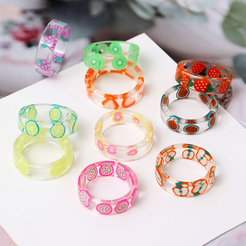 Nhẫn resin hình trái cây làm thủ công thời trang Hàn Quốc Diy cho nữ