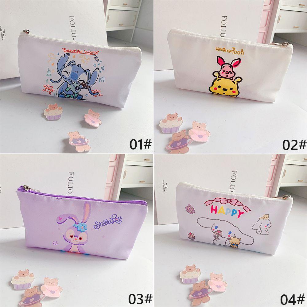 Túi Đựng Bút Bằng Vải Canvas Cỡ Lớn In Hình Gấu Hoạt Hình Dễ Thương