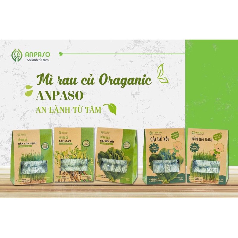 Mì rau củ hữu cơ Anpaso 300gr, mỳ rau organic giảm cân bổ sung rau vitamin và chất xơ ăn kiêng heathy Eat clean Gym