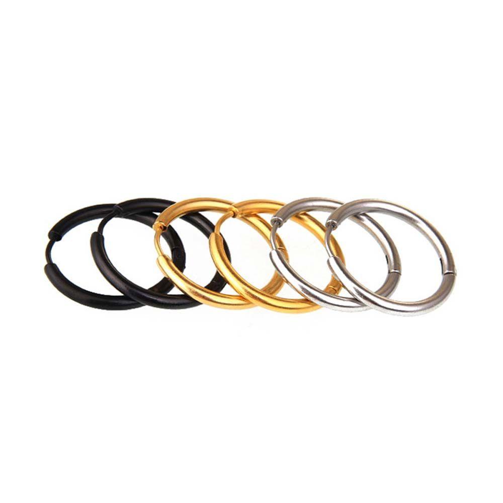 DARON Bông Tai Tròn Bằng Thép Titan Màu Vàng / Bạc Đơn Giản Cổ Điển Thời Trang Unisex