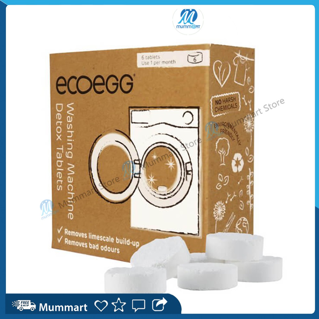 Hộp tẩy vệ sinh lồng giặt Ecoegg 6 viên dùng cho máy giặt cửa trên và cửa trước