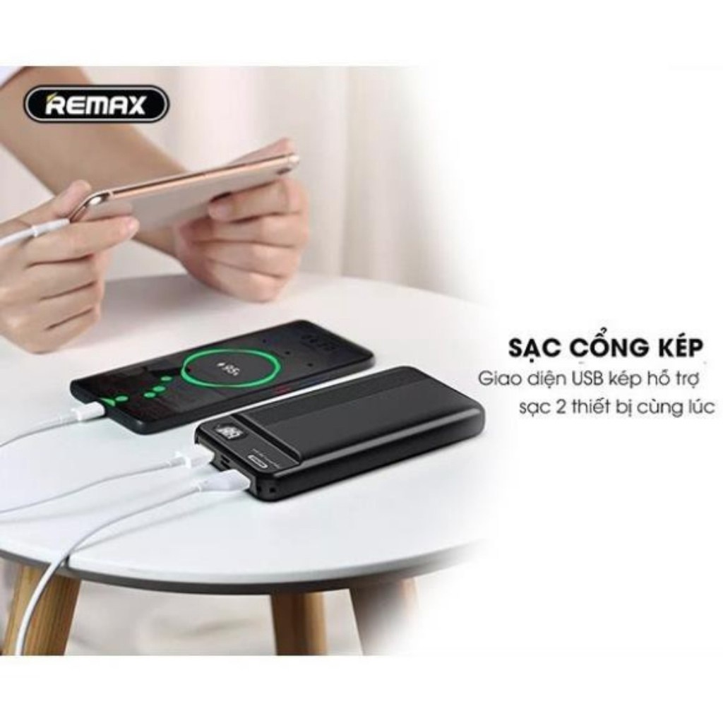 Sạc Dự Phòng 20000mah Remax106 Cục Sạc Dự Phòng 2 Cổng Hiển Thị Pin Cho Nhiều Dòng Điện Thoại ANTO