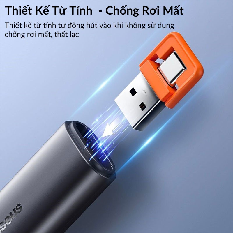 Bút Trình Chiếu Baseus Orange Dot PPT Wireless Presenter cho Macbook/ Windows/ Android Kết Nối USB Và Type-C Receiver