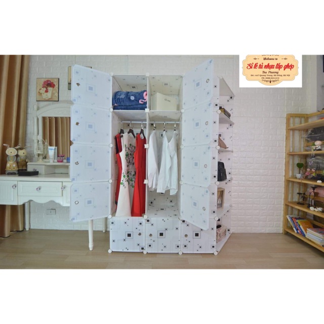 FREESHIP 99K TOÀN QUỐC_TỦ NHỰA QUẦN ÁO LẮP GHÉP 10 Ô KÈM 5 Ô GÓC SOZE SÂU 47cm. Tặng móc treo đồ.