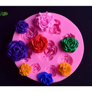 Khuôn rau câu silicon 3D 8 hoa hồng