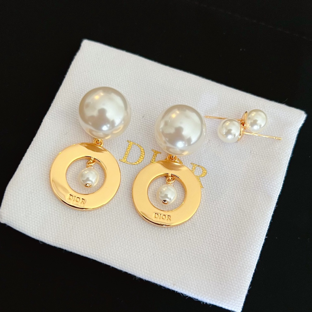 Bông tai đính ngọc trai Dior dành cho nữ men Hoa tai