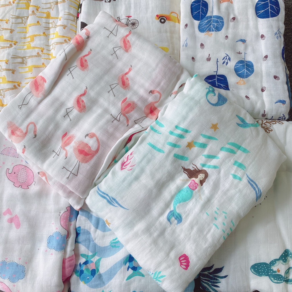 Khăn Aden Sợi Tre 4 Lớp 120x120 Cao Cấp Siêu Mềm Cho Bé | Minizon Kids