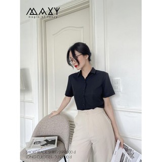 Áo sơ mi tay ngắn màu đen short basic shirt Maxy Workshop