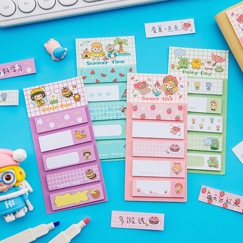 Set 100 Tờ Giấy Ghi Chú Họa Tiết Hoạt Hình Dễ Thương