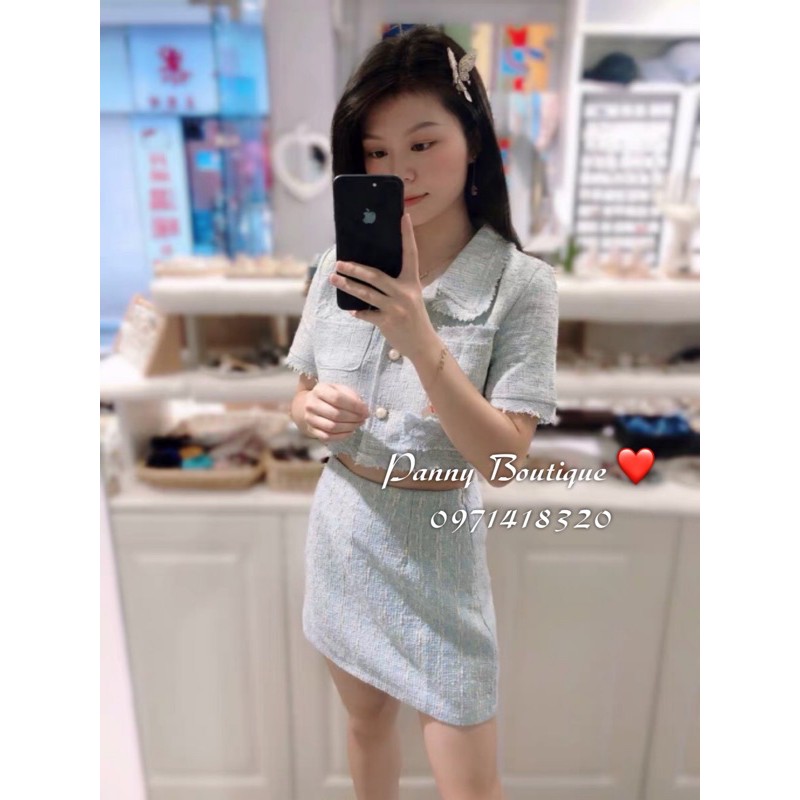 [Order có ảnh thật] Set tweed xanh pastel áo croptop kèm chân váy 🐳,  style ulzzang Hàn Quốc 🌻 Panny Boutique 🌻 | BigBuy360 - bigbuy360.vn