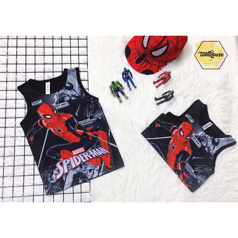 Áo 3 lỗ in 3D hoạt tiết Spiderman (Đen)