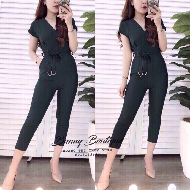 Jump lững cổ V nơ eo