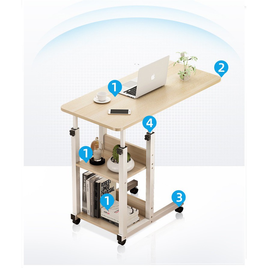 Bàn làm việc đa năng C-Table, có bánh xe di động, chân sắt sơn tĩnh điện chống gỉ, dễ tháo lắp (full phụ kiện đi kèm )