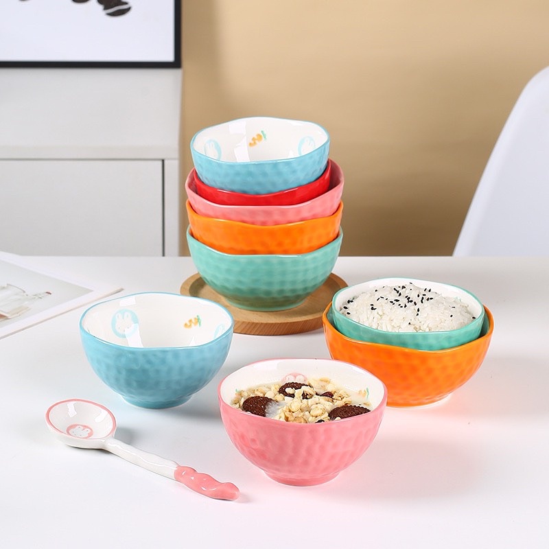 Bát Ăn Cơm Chén Dĩa Sứ Ăn Cơm Hoạ Tiết Dễ Thương Nhiều Màu Sắc 5 Mẫu Tô Canh Tiệm Đồ Lousi Decor