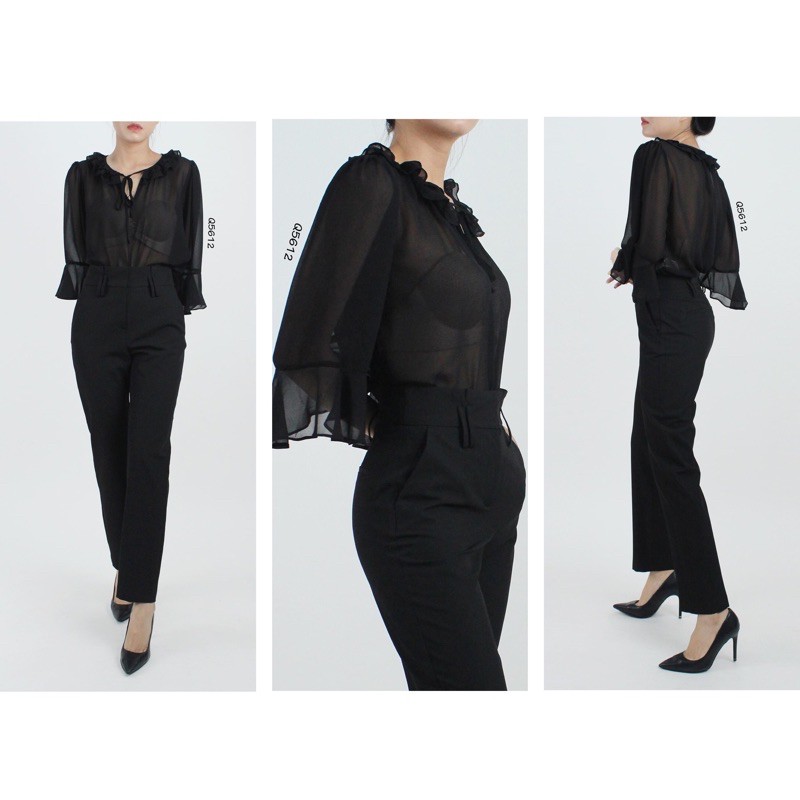 Áo Chiffon Tay Loe Cột Nơ Sexy F21