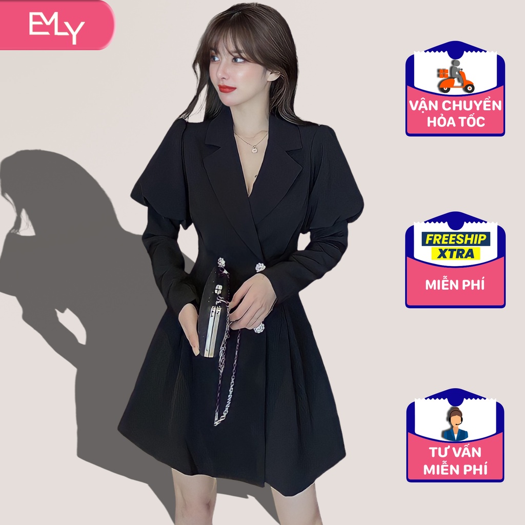 Đầm vest nữ tay dài dự tiệc Emilyshop ulzzang