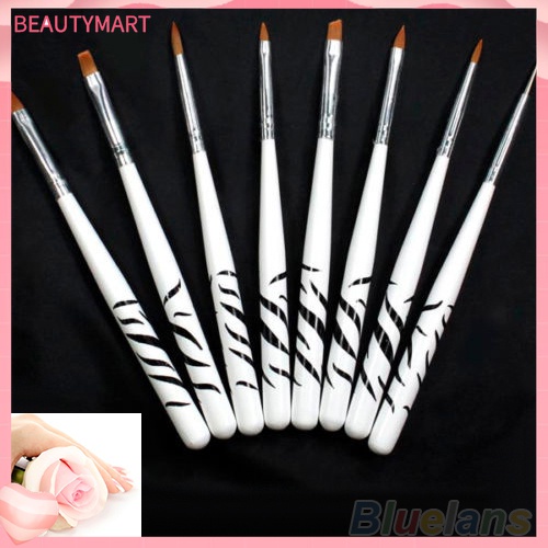 Set 8 Cọ Vẽ Móng Tay Nghệ Thuật Họa Tiết Ngựa Vằn