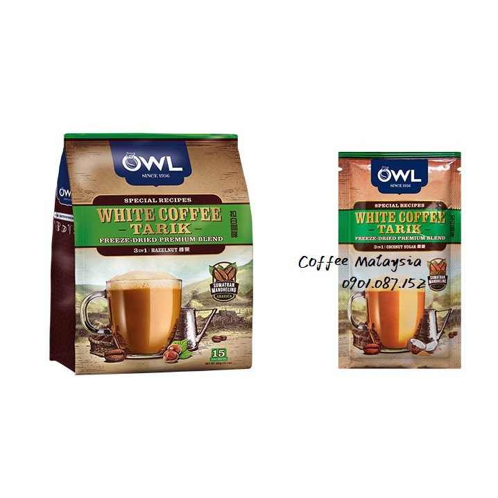 Cà phê trắng Vị hạt phỉ - OWL White Coffee Tarik Hazelunt