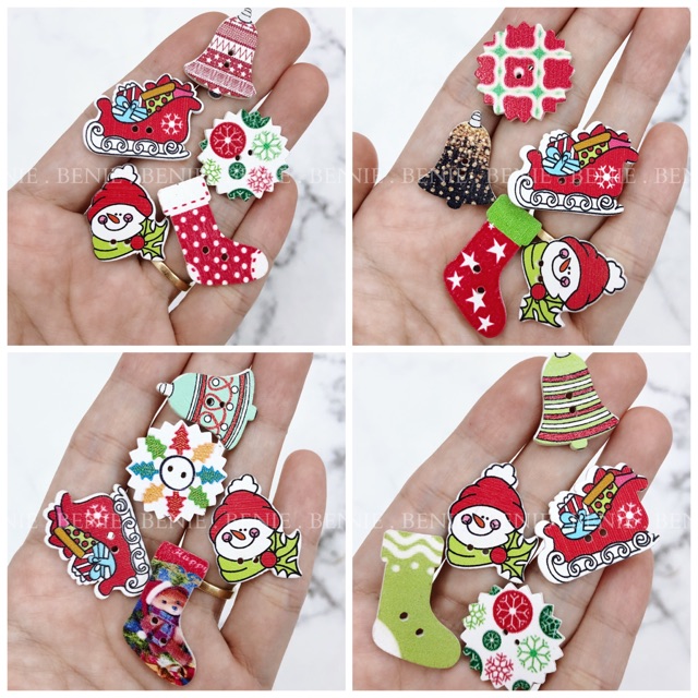 Set 5 nút gỗ Noel [mix ngẫu nhiên]