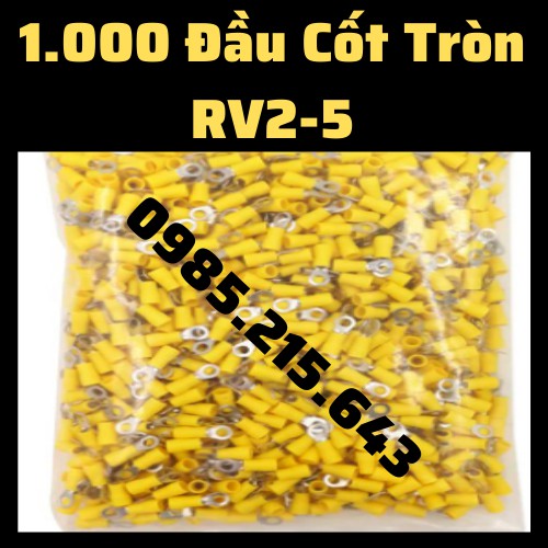 1000 Đầu cos tròn 2-5, cốt 2-5, đầu cos dây điện, RV2-5, Đầu cos tròn các loại