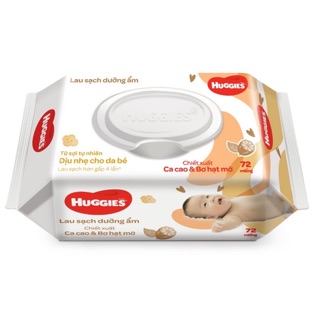 Khăn ướt cacao và bơ huggies 72 miếng
