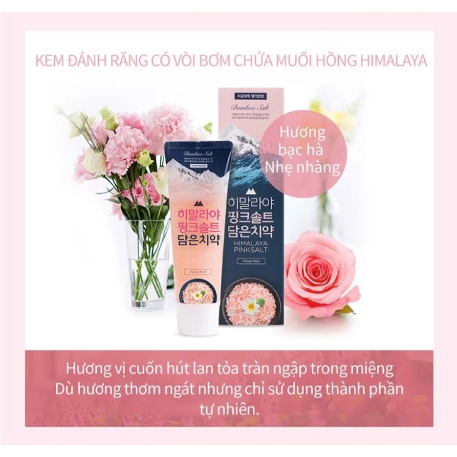 Kem Đánh Răng Bamboo Salt Hương Hoa Bạc Hà Sáng Răng Himalaya Pink Salt Toothpaste - Brightening Floral 100g