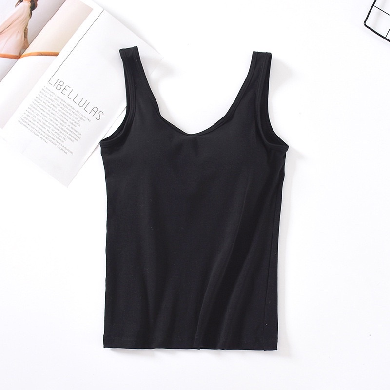 Áo 3 lỗ nữ có mút ngực cổ tròn, áo thun 3 lỗ nữ
