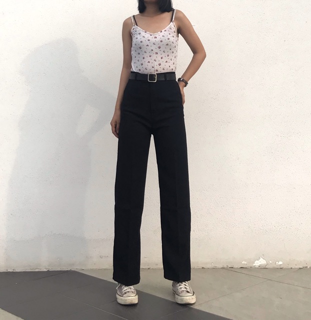 Sẵn_ Quần vải ống rộng thẳng cạp cao V1 | BigBuy360 - bigbuy360.vn