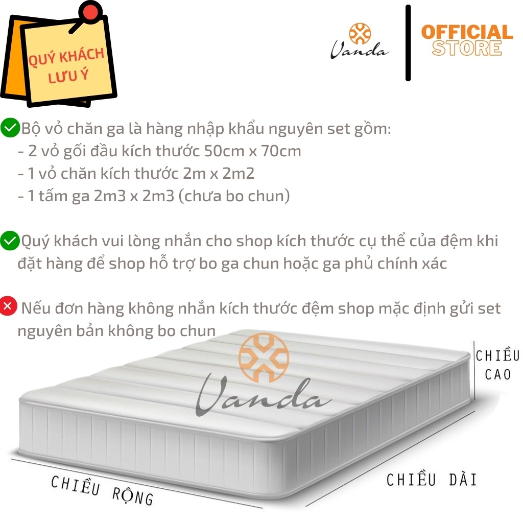Bộ chăn ga gối VANDA Cotton Tici TC trơn phối màu Drap đủ kích thước 1m2 ,1m4 ,1m6 ,1m8 ,2m2...