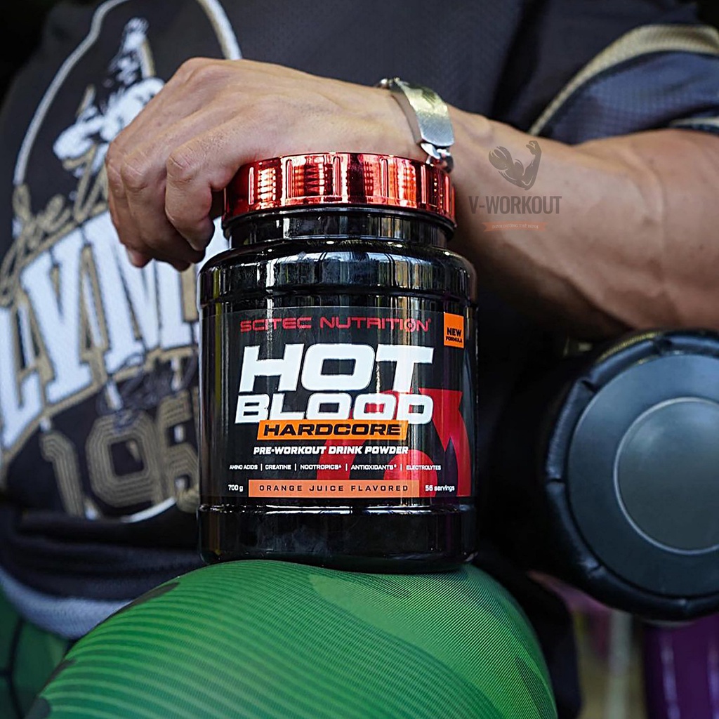 Pre-Workout | HOT BLOOD HARDCORE SCITEC| Hỗ trợ tập luyện, tăng sức mạnh, sức bền, sự tập trung, tập không kiệt sức.