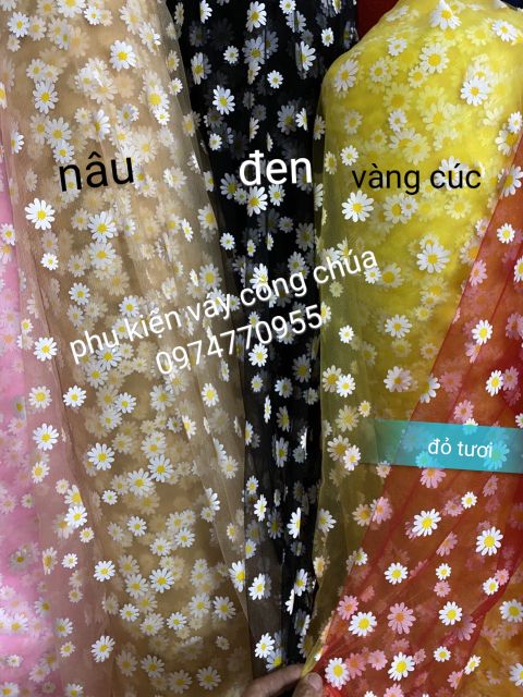 Vải voan lưới hoa cúc