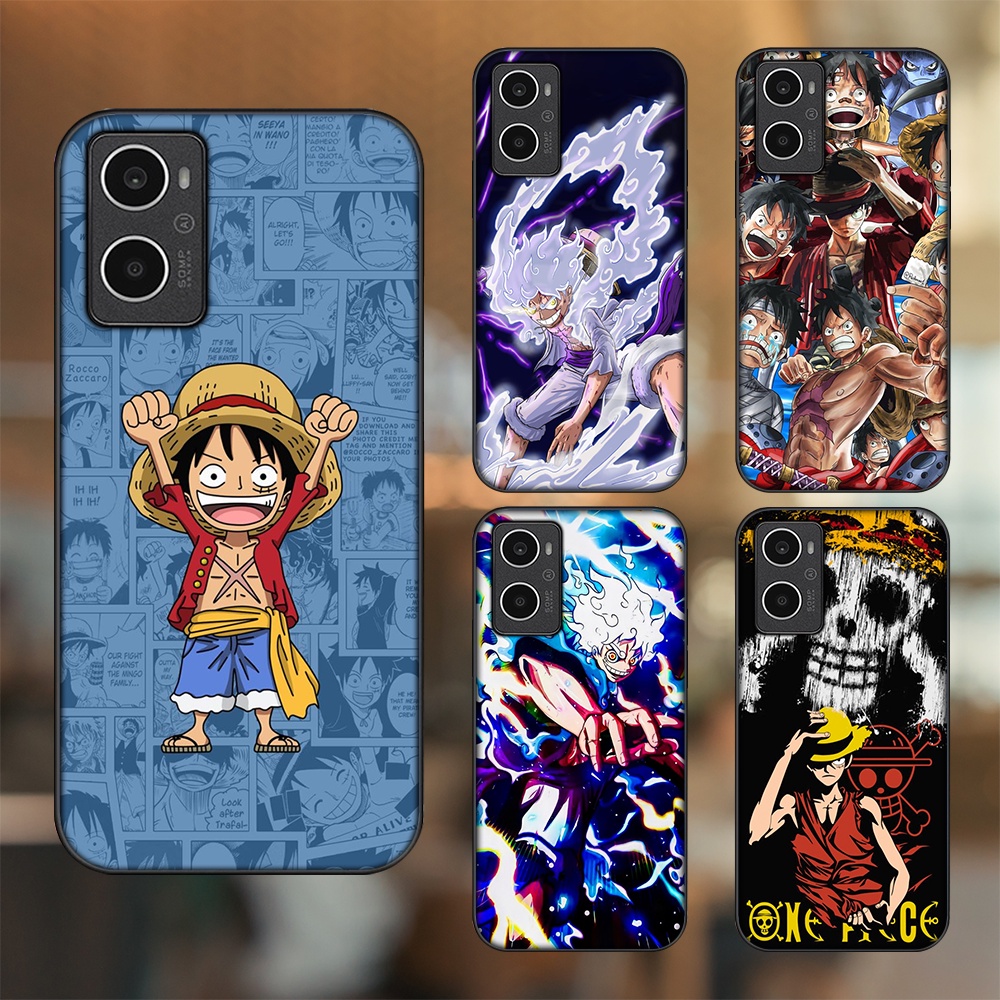 Ốp lưng Oppo A96 4G viền đen in hình Luffy One Piece