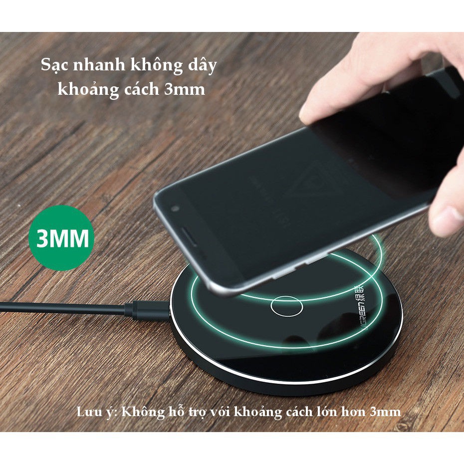 [Mã SKAMPUSHA7 giảm 8% đơn 250k]Sạc không dây tốc độ cao chính hãng Ugreen 30570 cho điện thoại-Hàng Chính Hãng