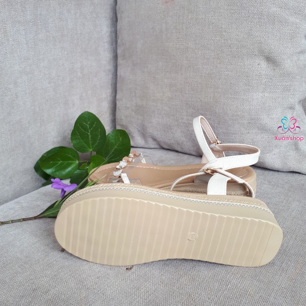 Giày sandal Dusto quai ngang, đế xuồng cao 5cm (size 35-40)