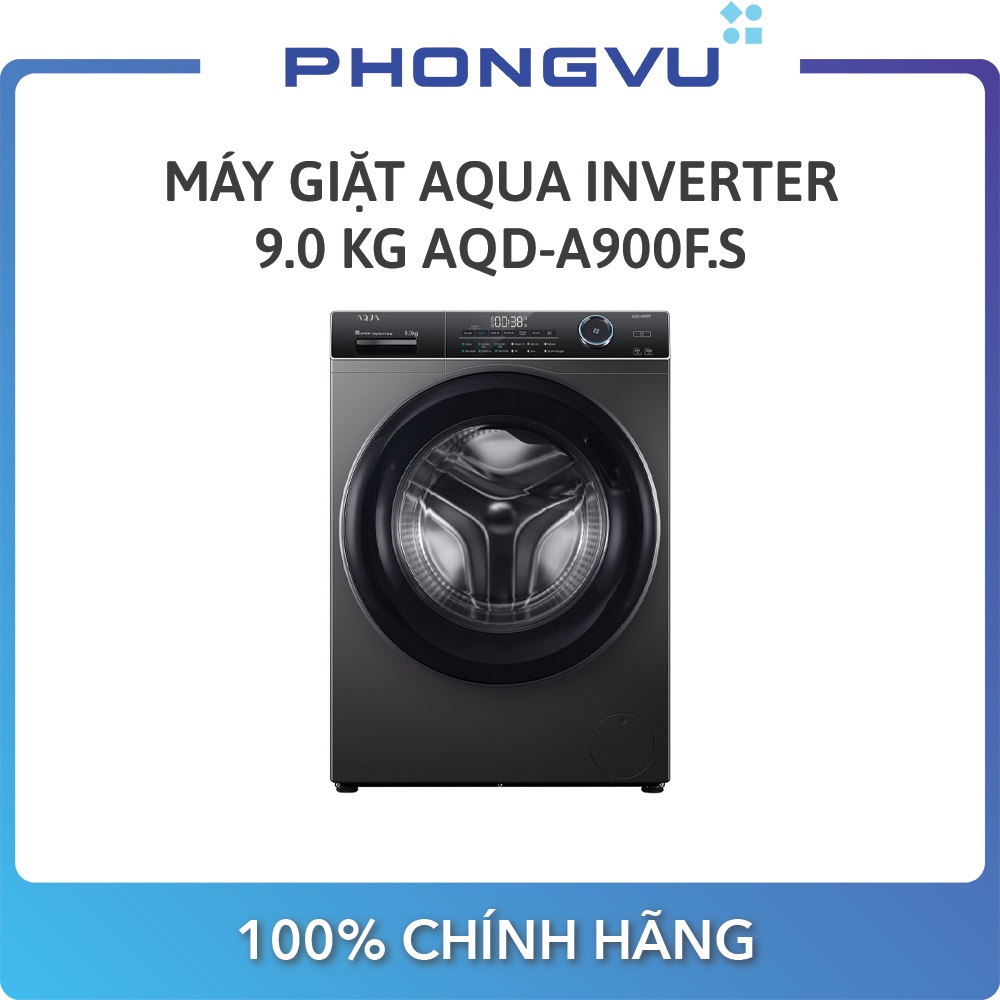 Máy giặt Aqua Inverter 9.0 KG AQD-A900F.S - Bảo hành 24 tháng - Miễn phí giao hàng TP.HCM