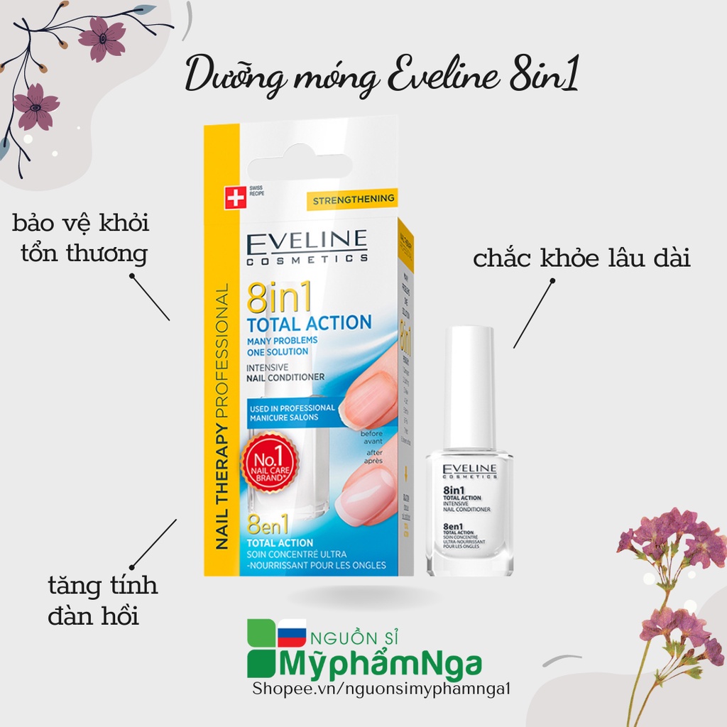 Dưỡng móng Eveline 8in1 chắc khỏe, dày dài móng