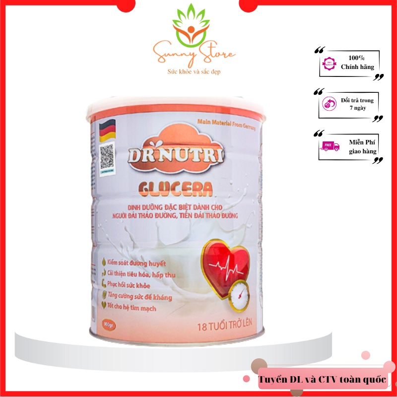 Hộp sữa bột Dr Nutri Glucera cho người tiểu đường tăng cường sức khỏe 400g và 900g