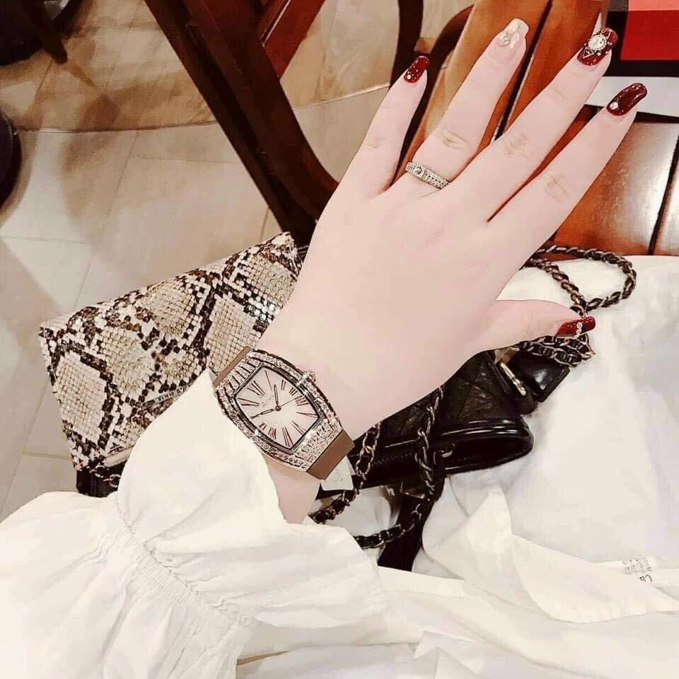 Đồng Hồ Davena Nữ Dây Da Xanh 34mm Rose Gold Chính Hãng