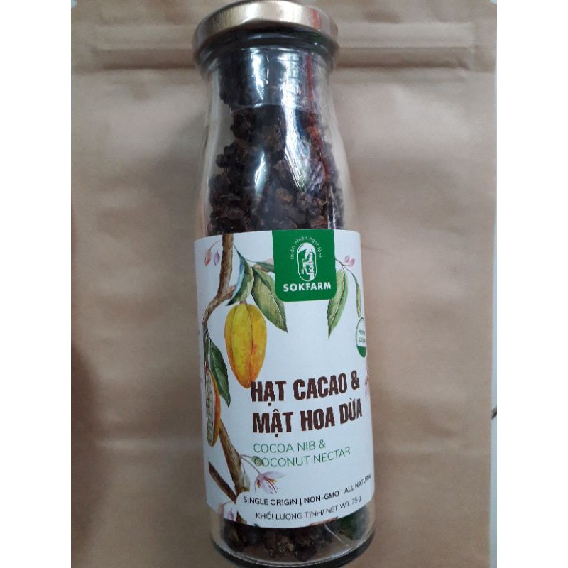 Hạt cacao mật hoa dừa SokFarm 75g