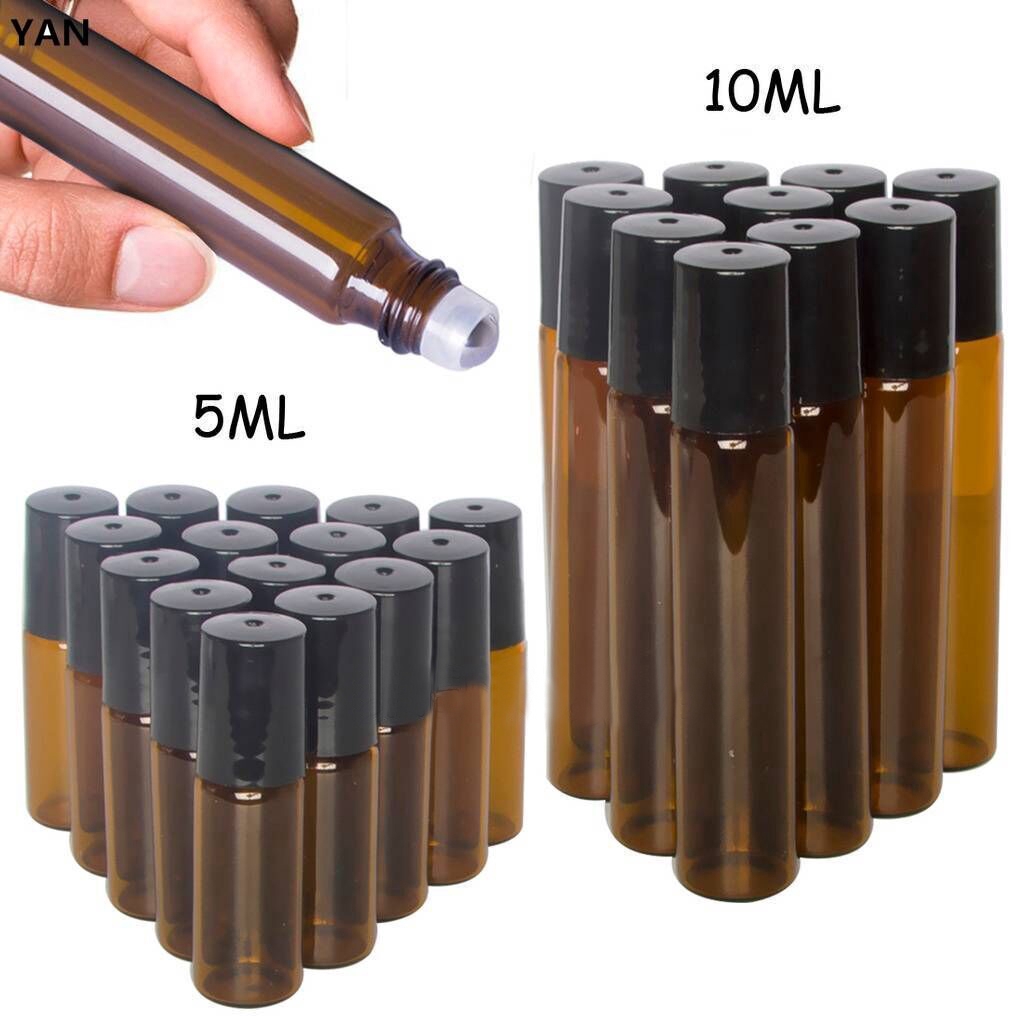 [Hàng mới về] Chai rỗng đựng tinh dầu dạng lăn màu hổ phách dung tích 5 / 10ml sử dụng tiện lợi