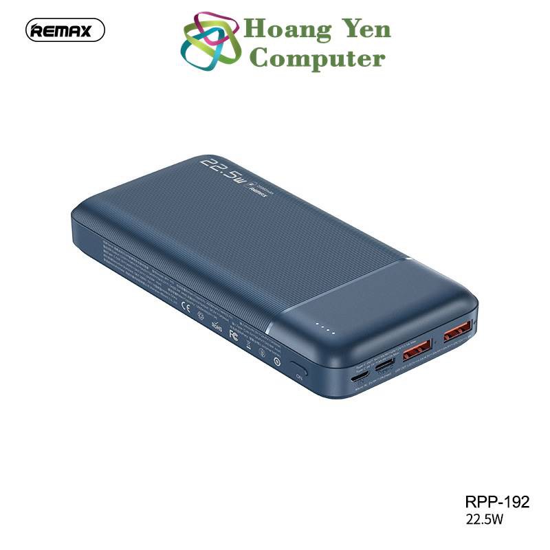 Sạc Dự Phòng Remax RPP-192 20000Mah (Sạc Nhanh QC3.0 18W, 22.5W, PD 18W, VOOC 2.0) - BH 1 Năm - Hoàng Yến Computer