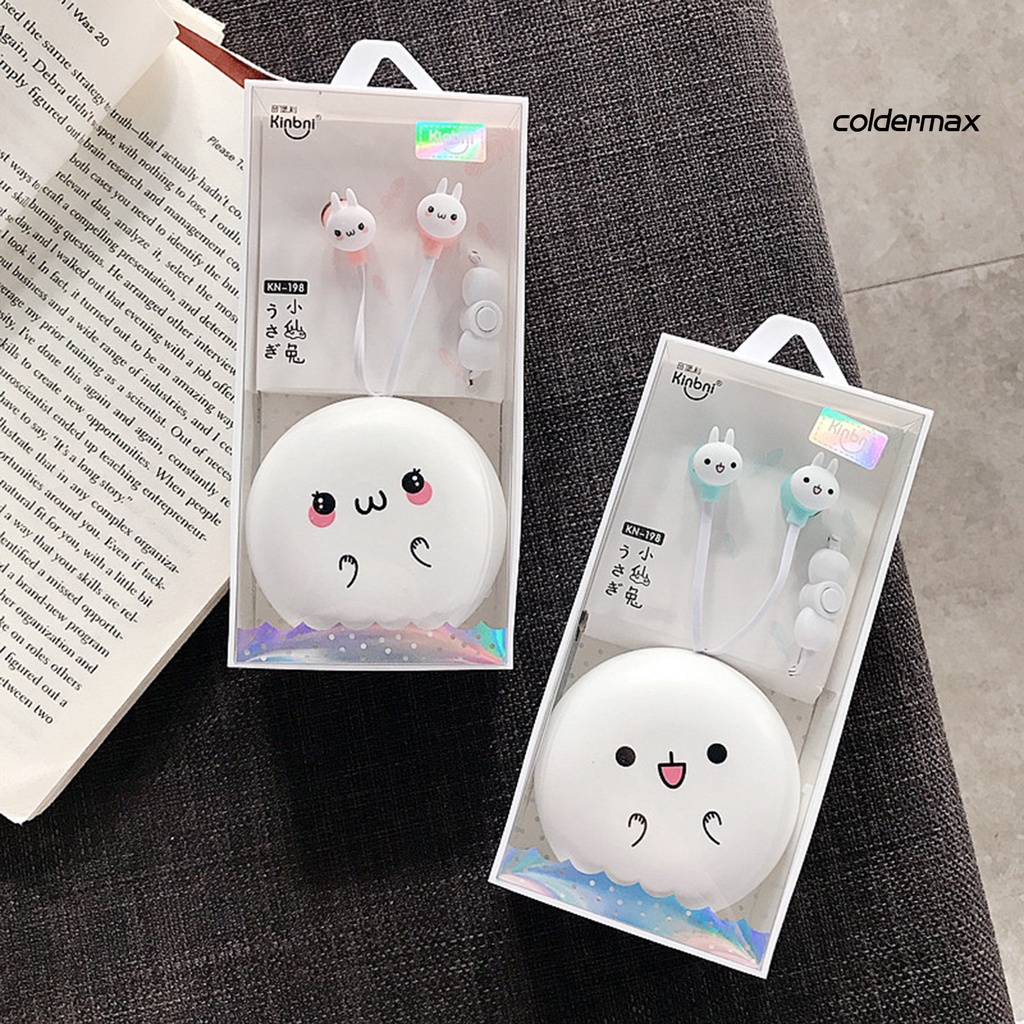 Tai Nghe Nhét Tai Có Dây Họa Tiết Hoạt Hình 3D Dễ Thương Kèm Hộp Đựng 1 Cái