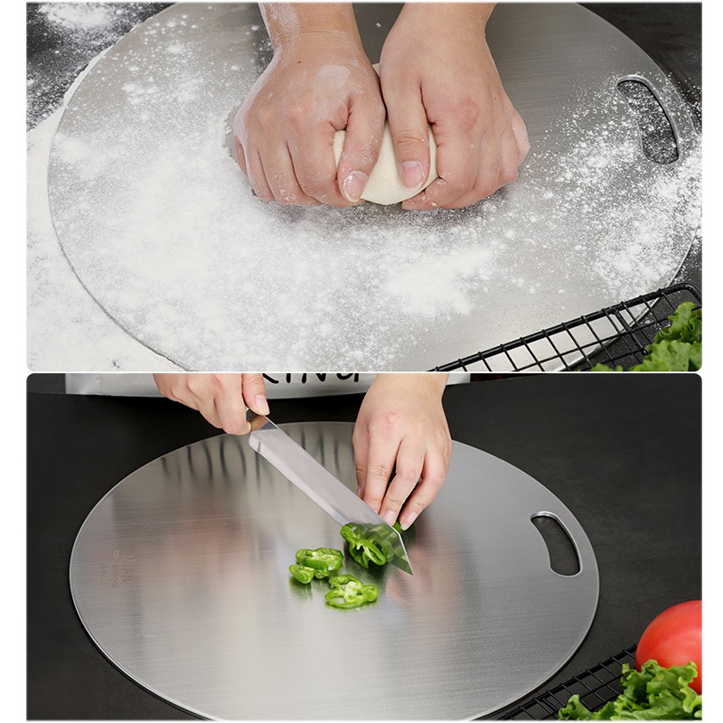 Thớt Inox SUS304 Không Han Gỉ Cao Cấp Hình Tròn - Chống Nấm Mốc - Chống Mài Mòn Dao - Dễ Dàng Vệ Sinh L40 VT268