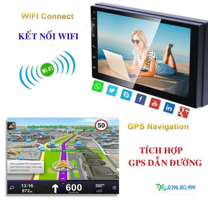 Đầu DVD Android RAM 2G Cho Ô Tô Tích Hợp GPS Chỉ Đường, Xem Camera Lùi - Màn Hình 7 inch Full HD Kính Cường Lực IPS 2.5D