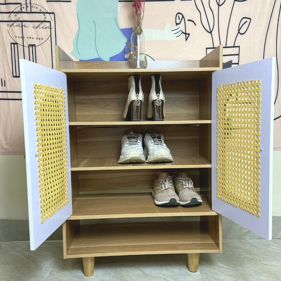 Tủ giày gỗ kết hợp chất liệu gỗ MDF cao cấp xuất khẩu