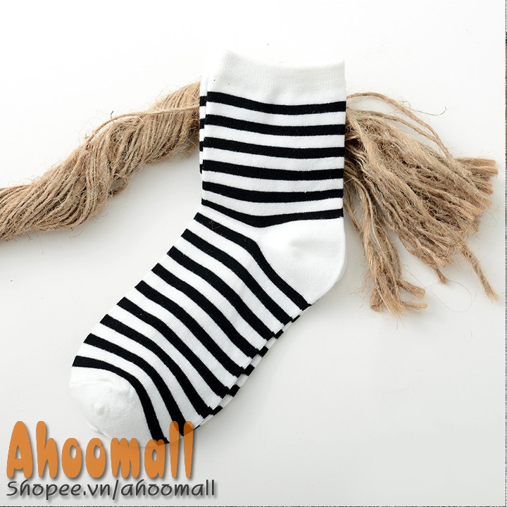 Tất nữ cổ cao sọc nhí chọn màu xuất Hàn quốc - Vớ nữ unisex đẹp style Korea giá rẻ