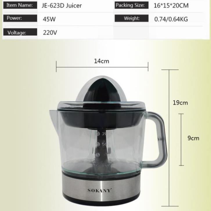 Máy vắt cam tự động đa năng SOKANY chất lượng tốt, dễ dàng tháo lắp vệ sinh, cực kỳ tiện dụng cho chị em nội trợ D274