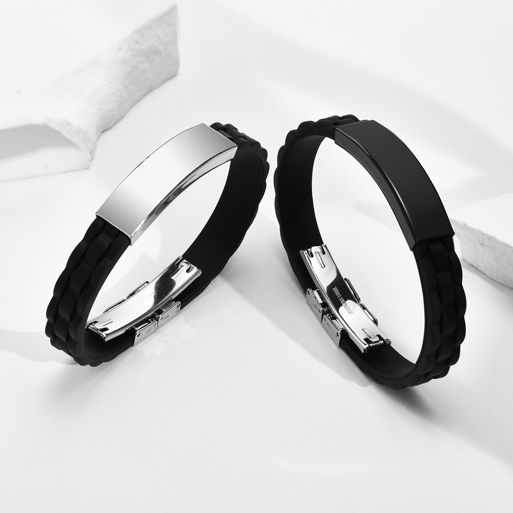 Vnox Vòng Tay Silicone Khắc Tên Thời Trang Cho Nam