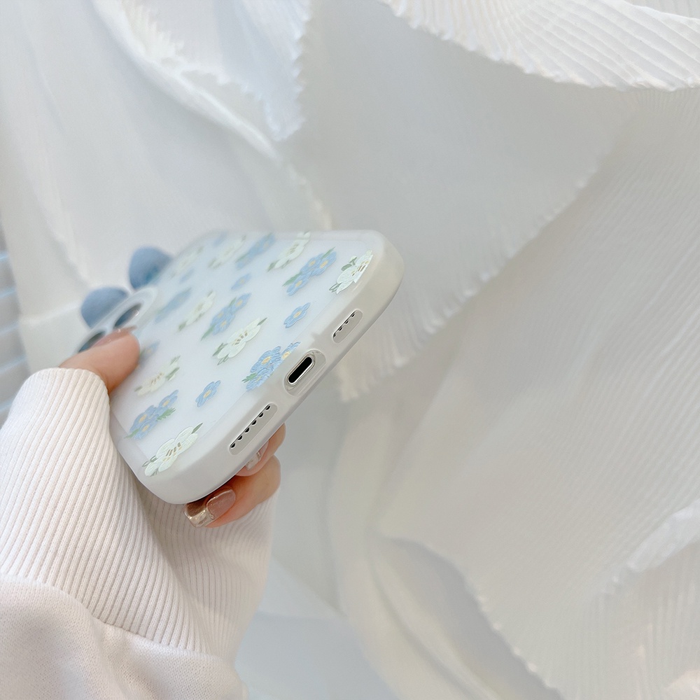 Ốp Điện Thoại TPU Mềm Chống Sốc Đính Nơ Họa Tiết Hoa Sang Trọng Cho iPhone 11 12 13 Pro max mini XS max xr 7 8 se2020 plus