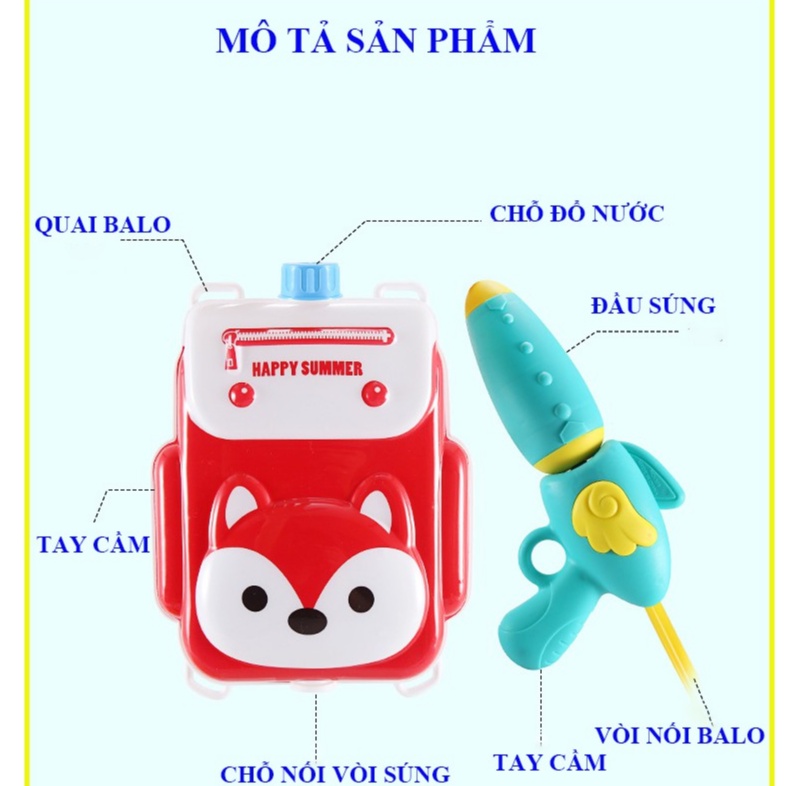 Súng Phun Nước Kèm Balo Đựng Nước Cho Bé